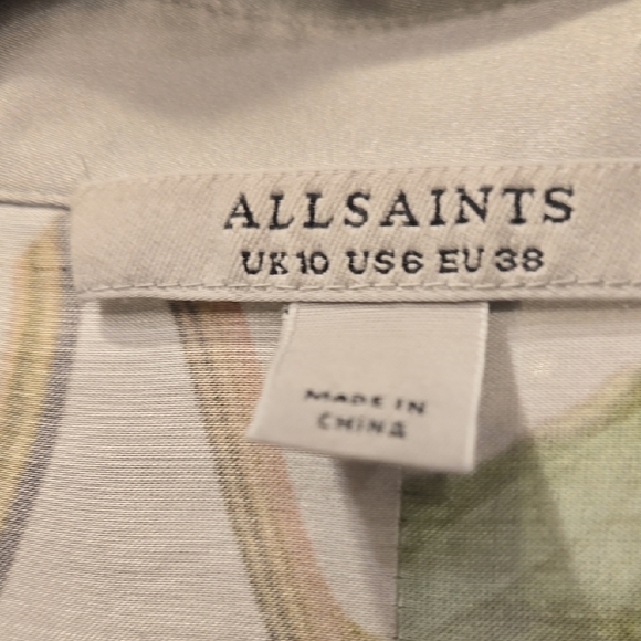 All Saints Gray Button Down Blouse with Notched Collar - Picture 2 of 16